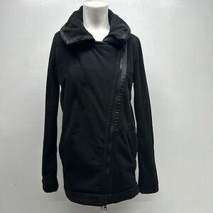 Lululemon Moto Jacket Fleece Asymmetrical Zip Up Pockets Collared Black Size 4